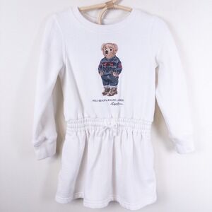 Polo Ralph Lauren Polo Bear Dress Kids 3T White Fleece Long Sleeve Sweatshirt